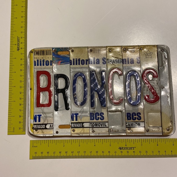 Broncos license plate sign. Made of wood and license plate letters. - Picture 5 of 5